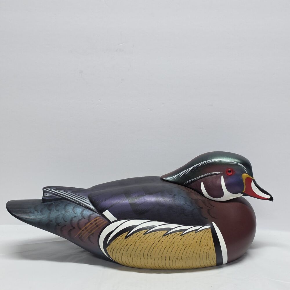 DUCKS UNLIMITED DRAKE WOOD DUCK DECOY w MEDALLION By Randy Tull Vintage 90s
